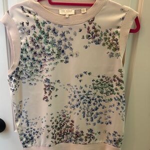 Ted Baker Cream Silk Sleeveless Boxy Blouse